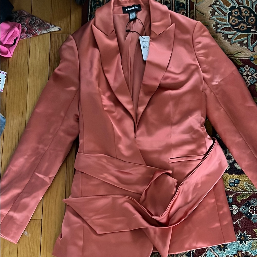 Elegant Satin Blazer in Coral by Express